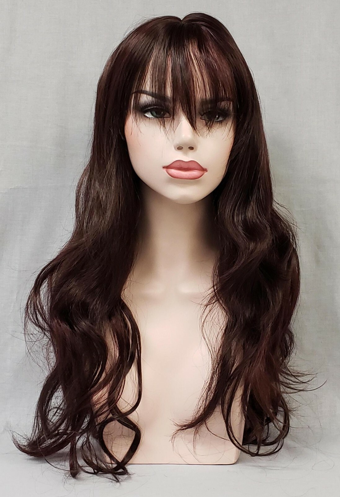 WOMENS 30″ LONG STRAIGHT WAVY HAIR WIG W/ LOTS OF LAYERS & BANGS SKIN TOP TONYA