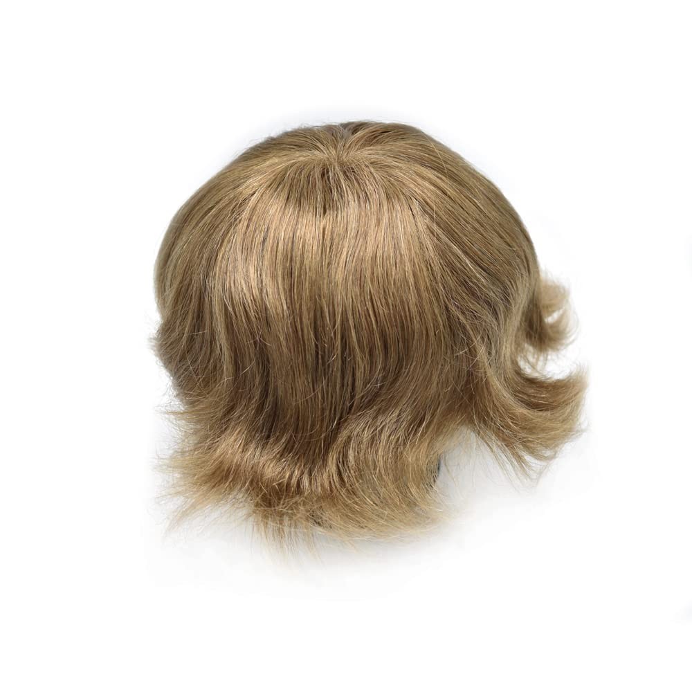 Mens Toupee Human Hair Systems Full Poly Thin Skin Hair Piece Replacement US