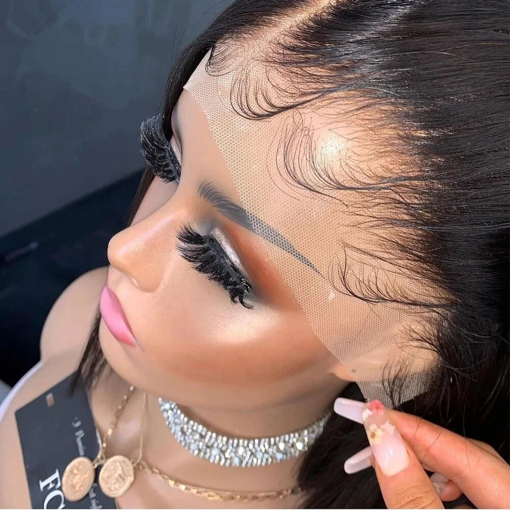Human Pre Plucked Bleached Knots Lace Wig Transparent Raw Hair Lace Front Wigs