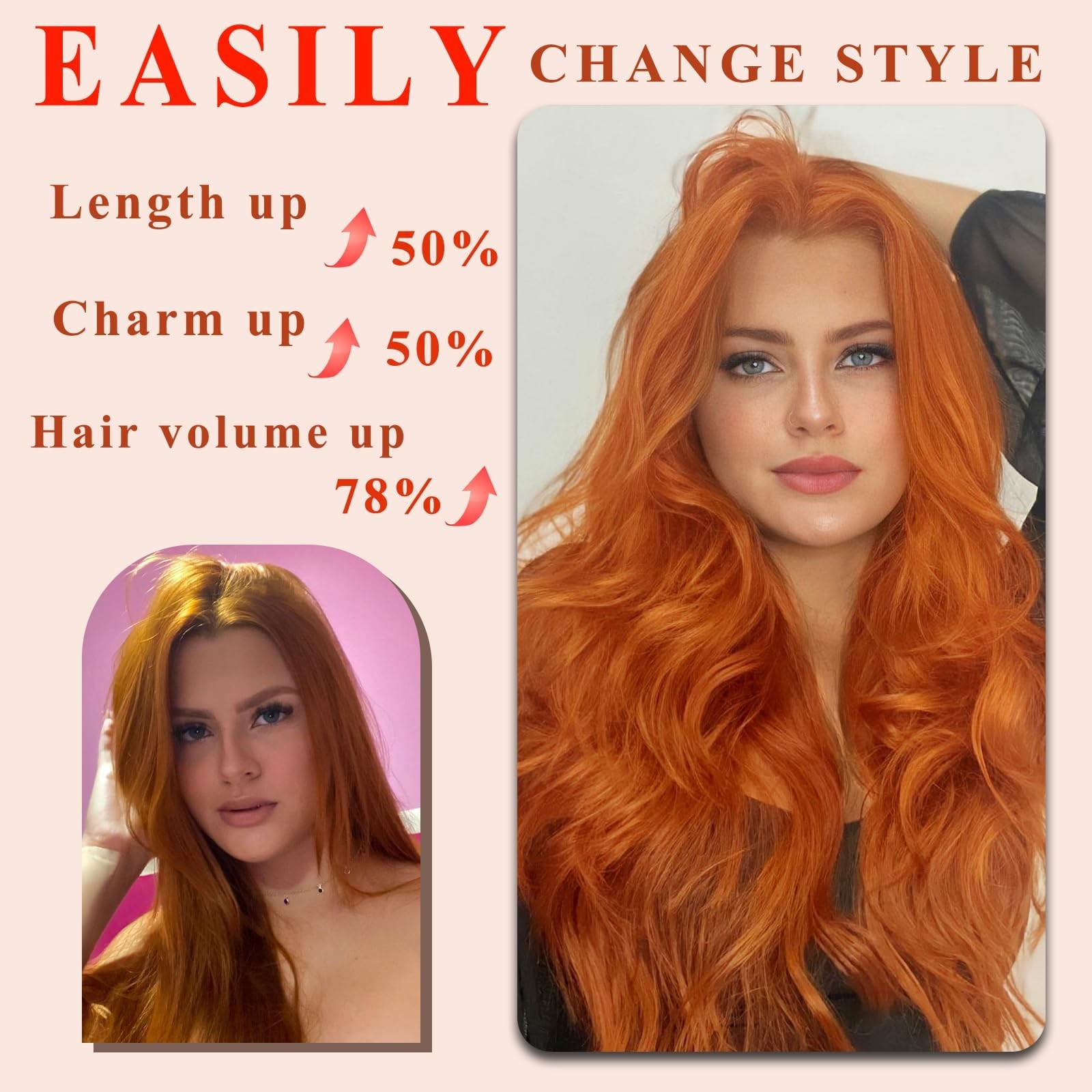 Clip in Curly Hair Extensions 4PCS Long Wavy Synthetic Thick Hairpieces with …