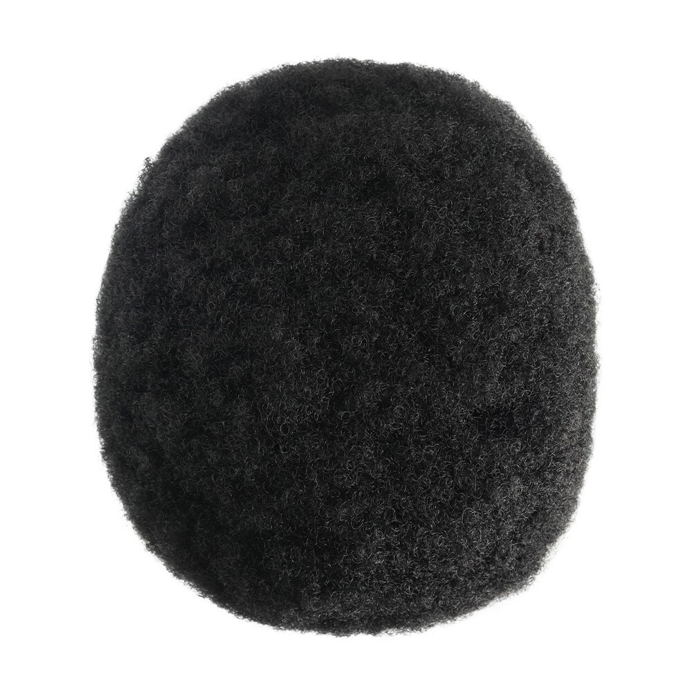 Men Human Hair Units for Black Men Full PU Thin Skin Afro Curly Toupee Hairpiece