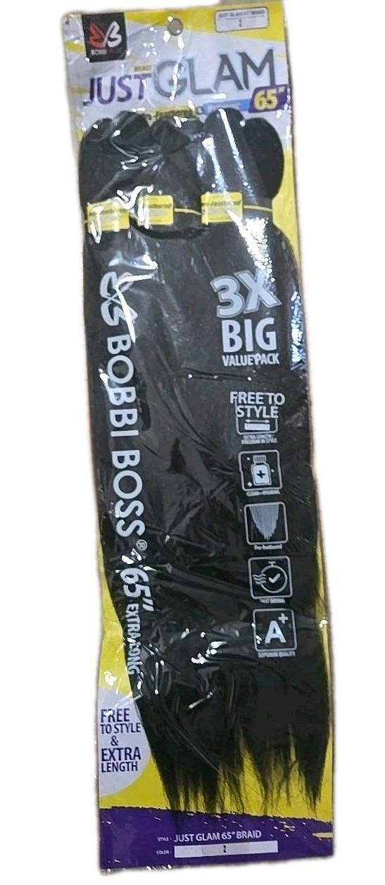 BOBBI BOSS JUST GLAM 65″ BRAIDING HAIR SUPER LONG BRAID #2 NEW 3-PACK