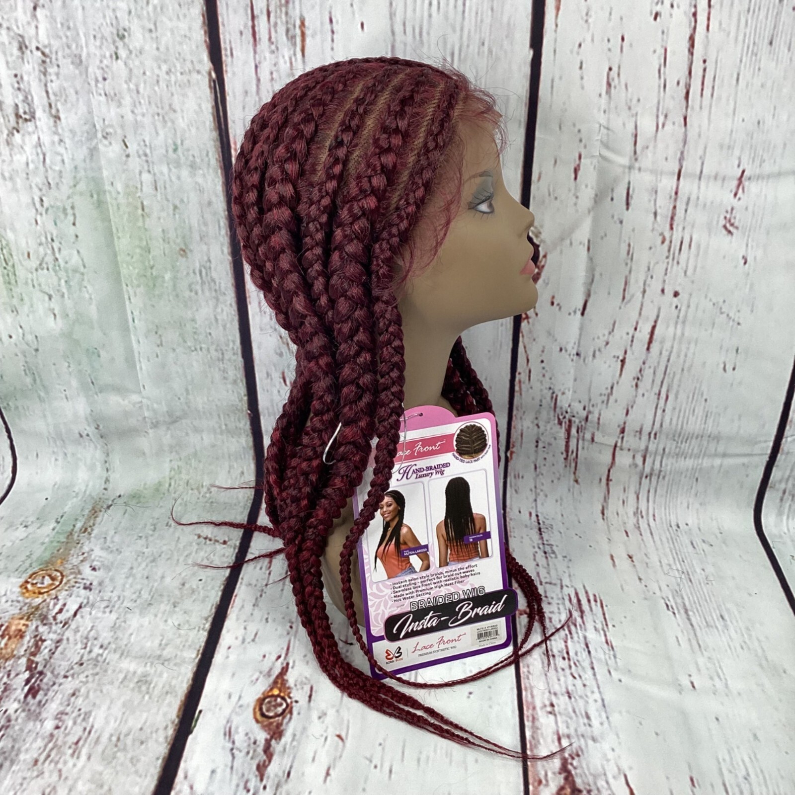 Larissa TT1B/Burgundy 26” Insta-braid Braided Lace Front Wig New Synthetic