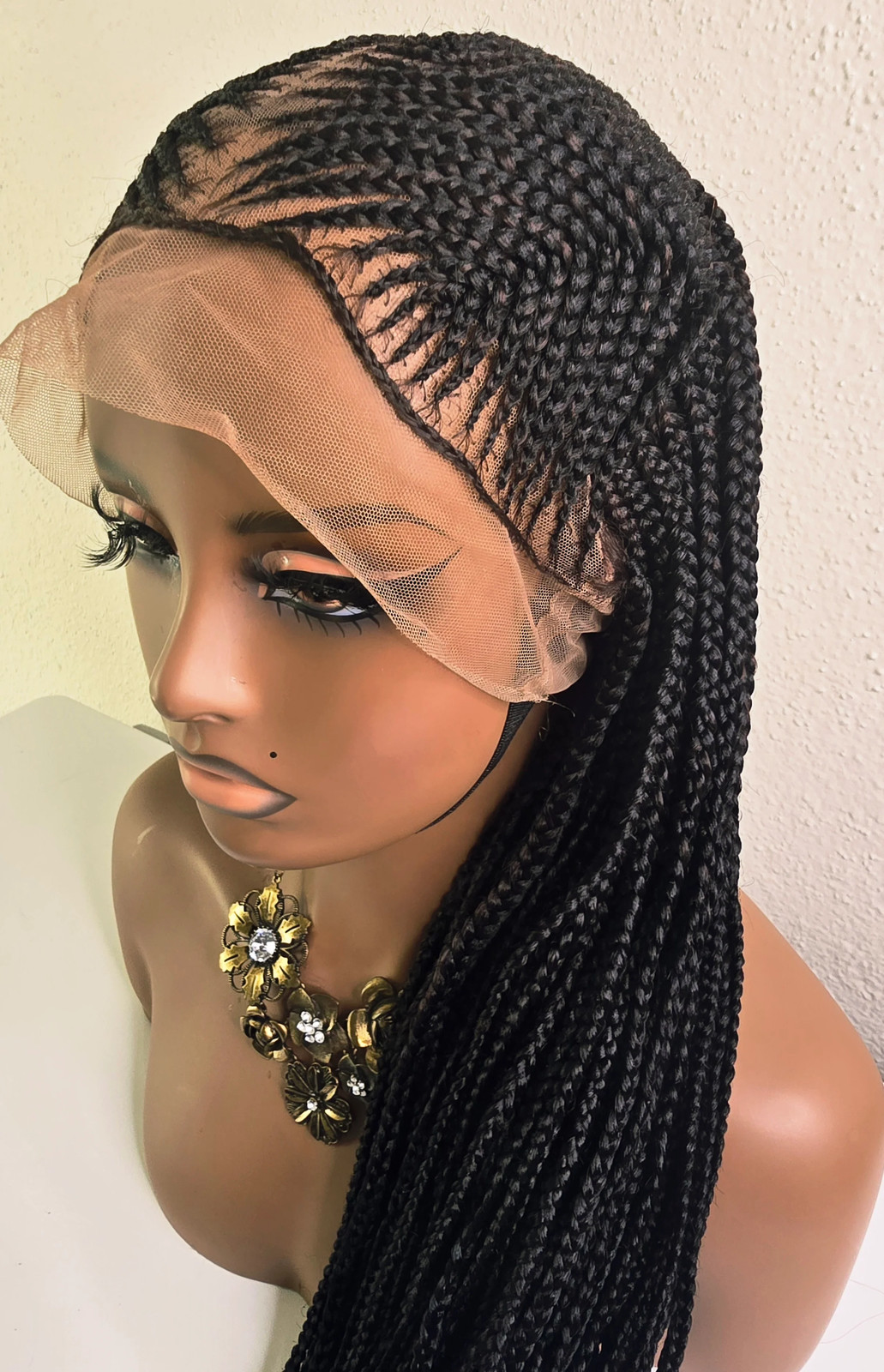 Black 36inches Synthetic Braided Wig for Classic Ladies with Natural Look