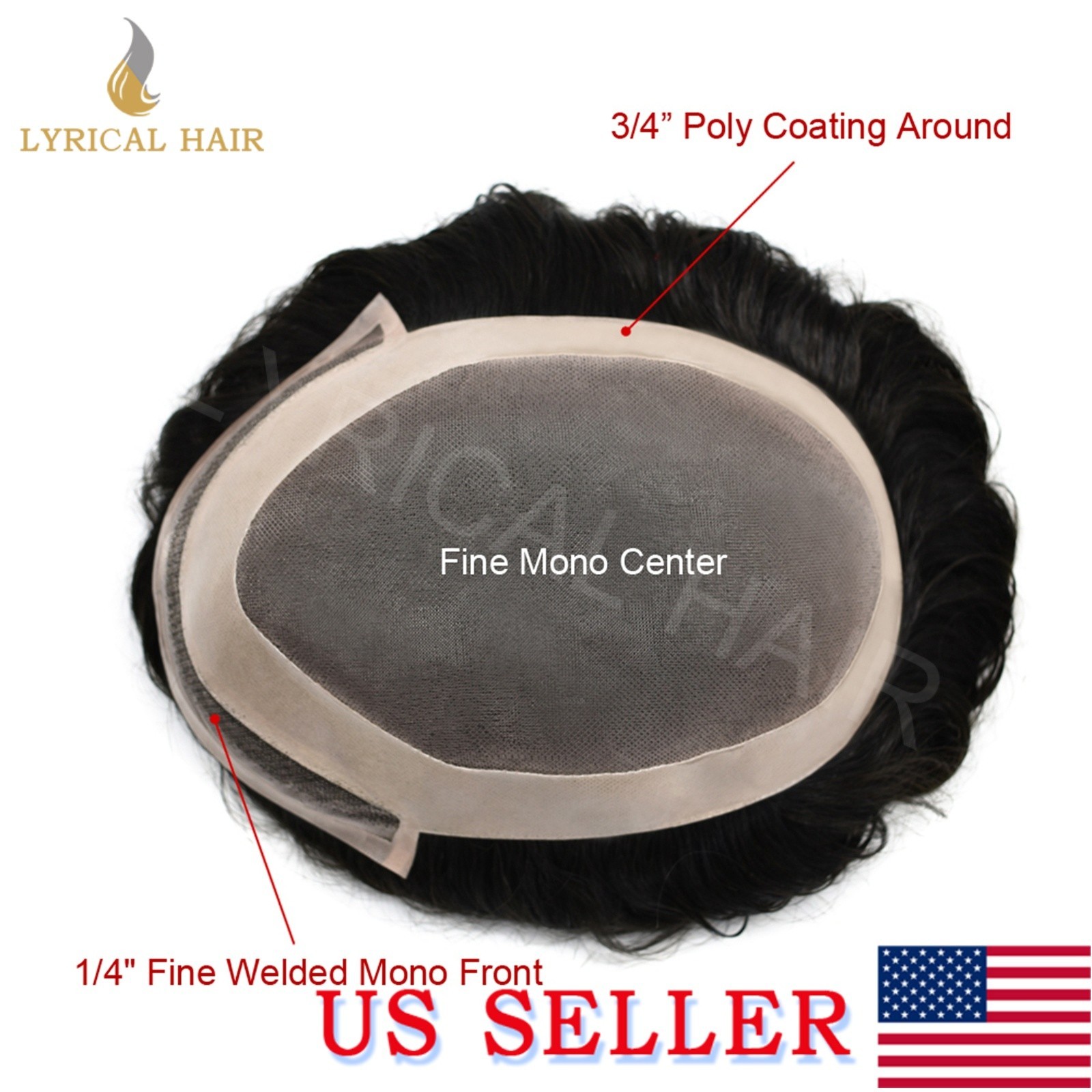 Lyrical Hair Mens Toupee Welded Mono Lace Front Human Hair Piece Replacement Wig