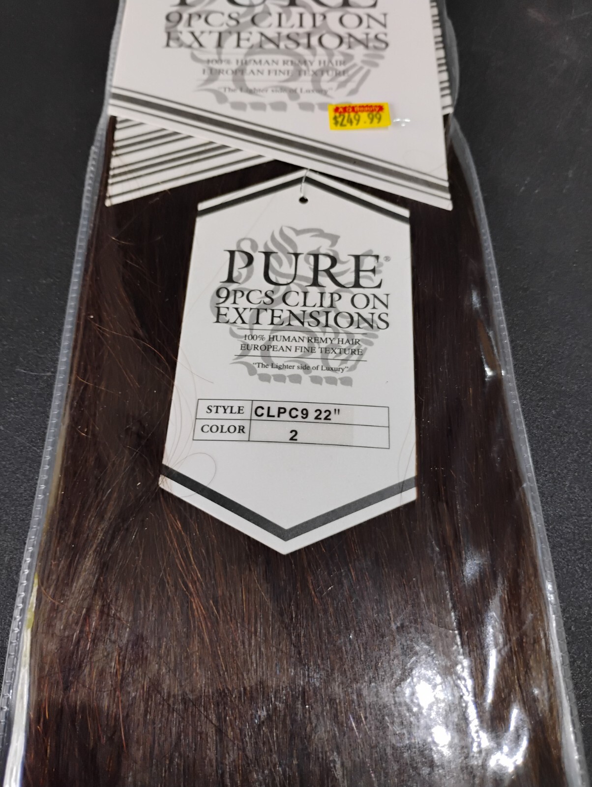 Pure Clip On Extensions – European 100% Human Remy Hair – 22″ – Color 2 (9 PCS)