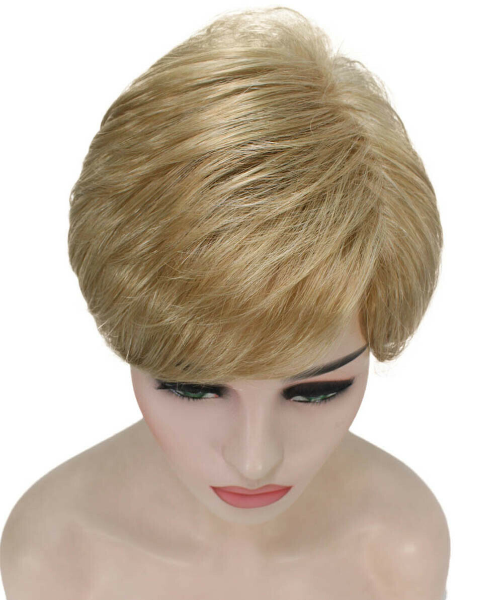 Rita – Straight Kanekalon Synthetic Fiber Full Wig, 2.5 – 4.5 in, Honey Blonde