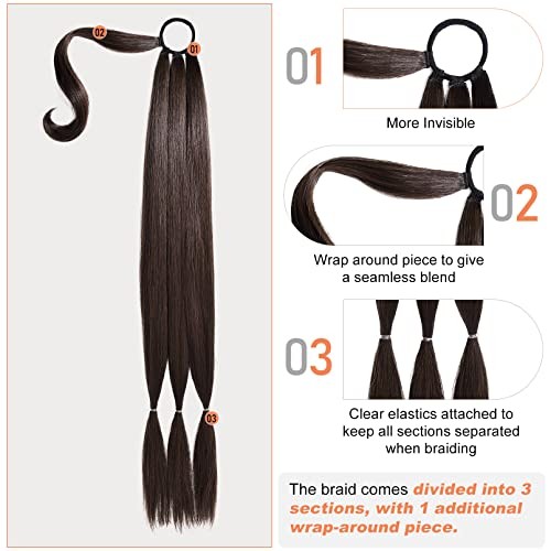 Upgraded Long Braid 1PCS 34 Inch (After Braided 30 Inch) 180 Gram Black Brown