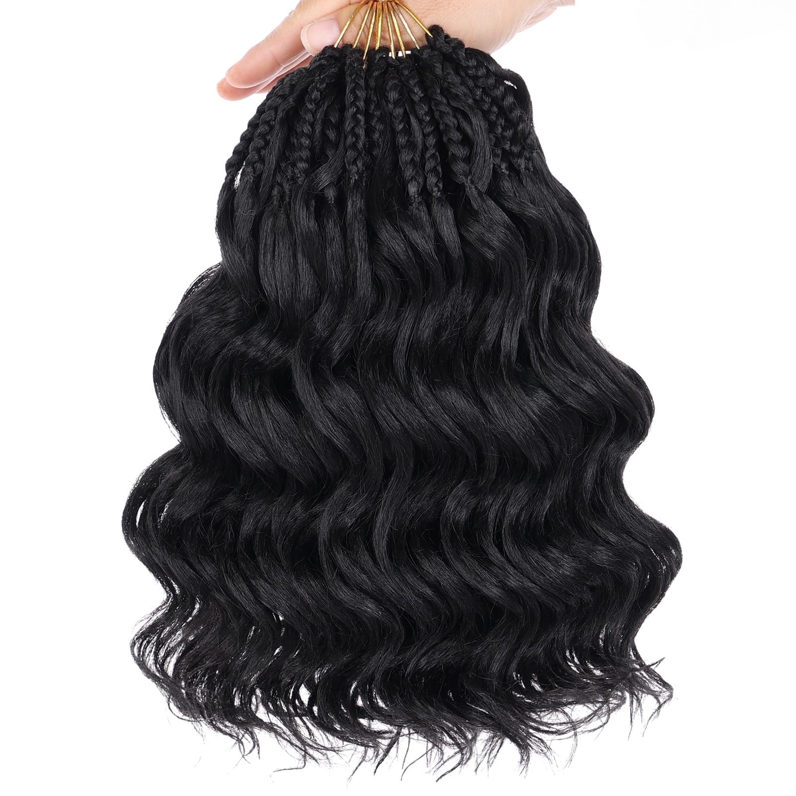 10 Inch Pre Looped Ocean Wave Crochet Hair 8 Packs Black Short Curly Crochet …