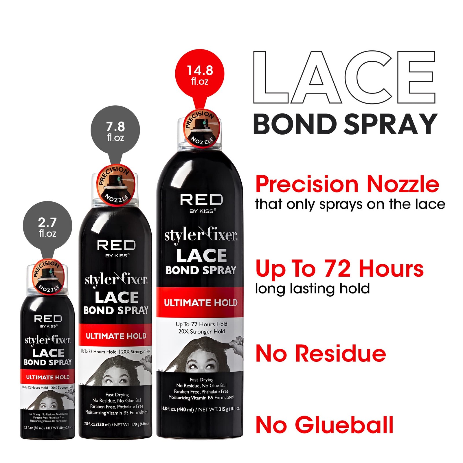 Lace Bond Hold Spray for Wigs – Strong Adhesive, Fast Drying, 72-Hour Hold