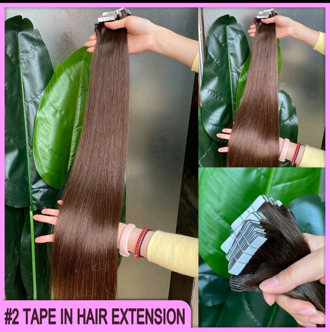 12A 24INCH RUSSIAN TAPE IN HUMAN HAIR EXTENSION 150g 60pcs STRAIGHT DARK BROWN 2