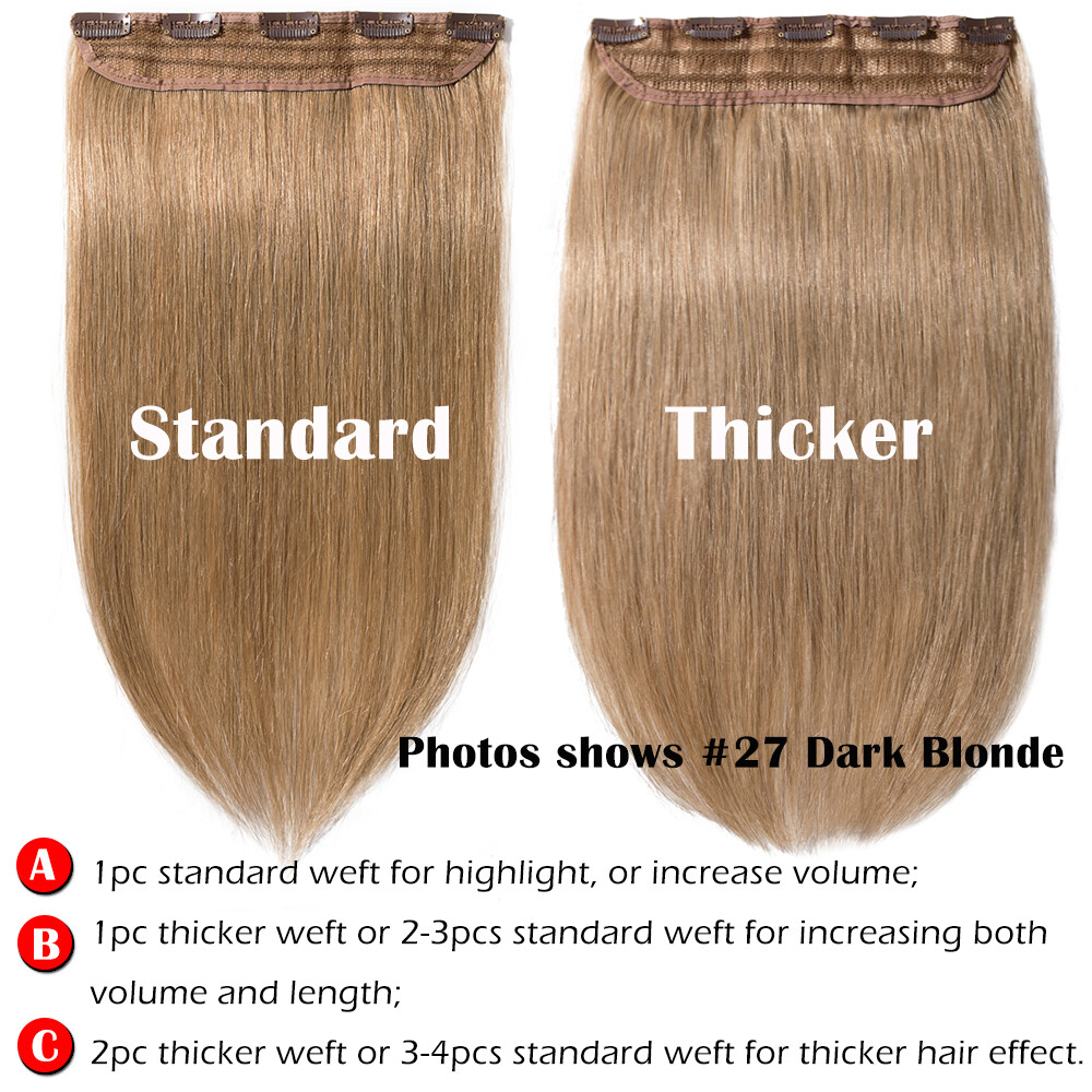 100% Soft 100% Remy One Piece Clip in Real Human Hair Ectensions 3/4 Full Head
