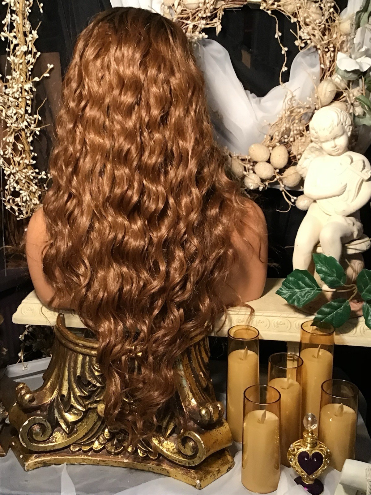 STUNNING! 30”CURLY, BLONDE MIX, LACE FRONT W/ MIDDLE PART, WIG💋