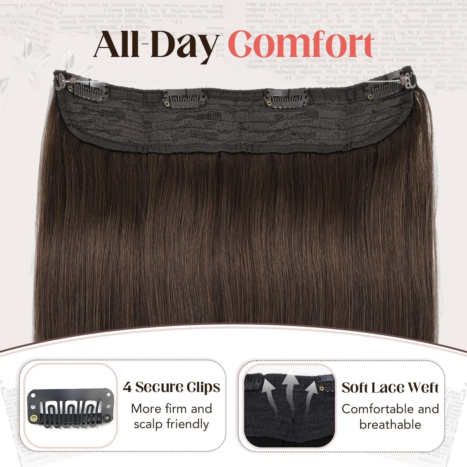 Xdhair Wire Hair Extensions 70G 14 Inch Hairpiece Medium Dark Brown Real Human
