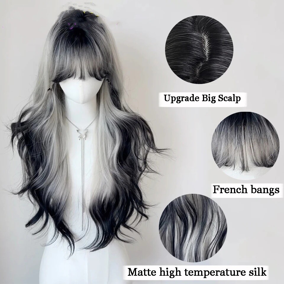 Synthetic Wig with Bangs Cosplay Party Halloween Wig for Women Girls