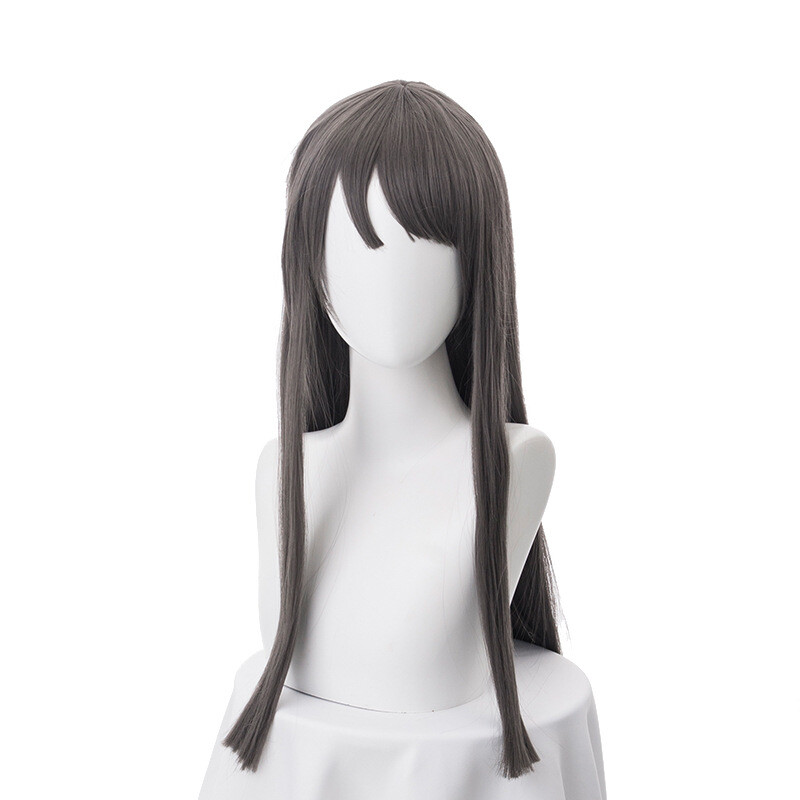 Rascal Sakurajima Mai Dark Gray Color Long Hair Wig 80CM Cosplay Costume