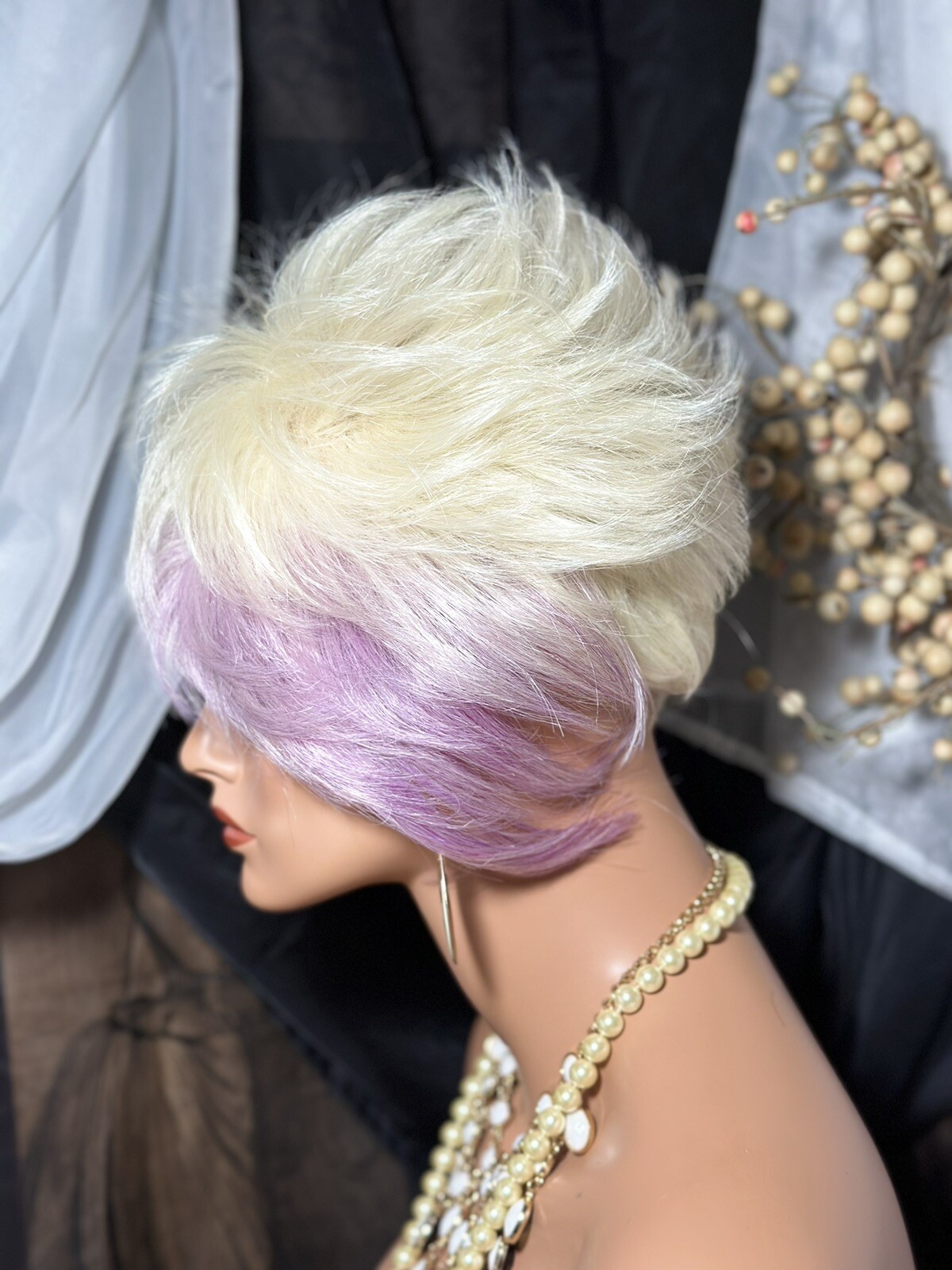 HOT PIXIE MIX Platinum & Pink Shade With Angular Spikey Tips, unique WIG💋