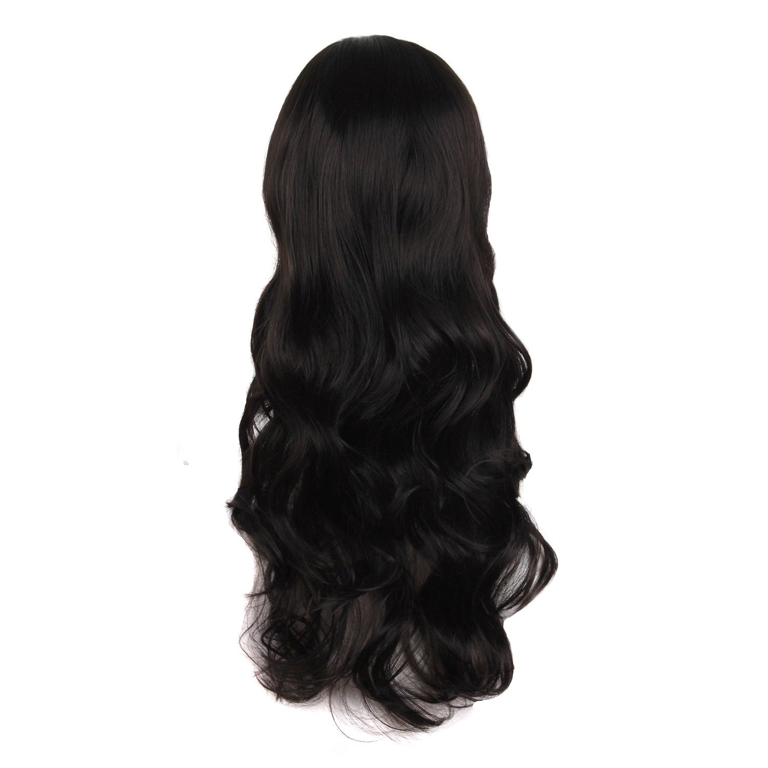 24 Inch Black Synthetic Wavy Hair Wig – Heat Resistant Full Party Wig for Women