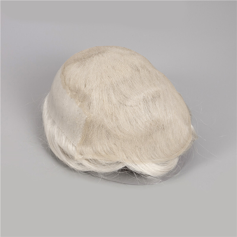 #60 Blond Toupee for Men 10x8inch Sight Wave Lace with PU Around Men’s Hairpiece