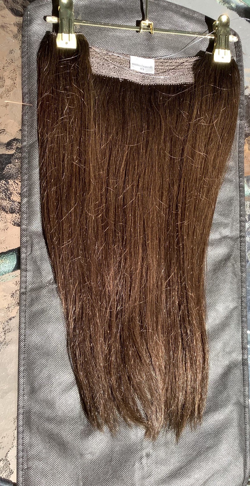 Hidden Crown Halo Hair Extension 18” Real Human Hair Medium Brown #3 Weft Piece