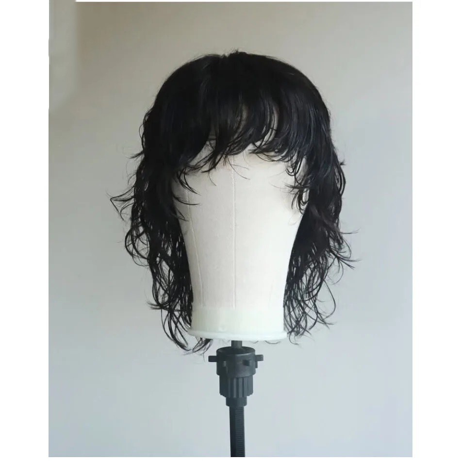 Wavy Wig For Boy Retro Style 13X6 Lace Front Human Hair Wigs With Bangs For Men