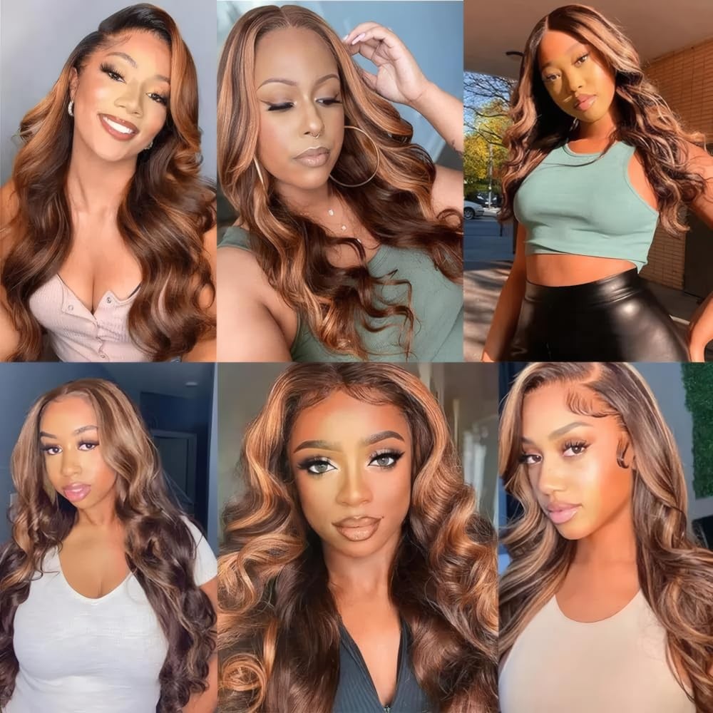 Ombre Brown Highlight Human Hair Bundles T1BP4/30 Body Wave Human Hair 3 Bundles