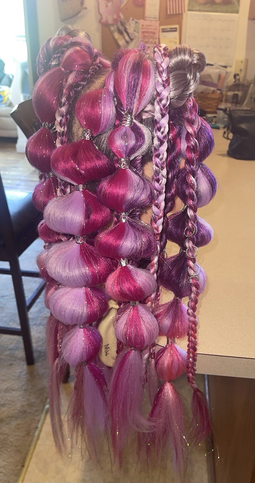 Pink & Purple Handmade Rave/Concert/Festival Pigtail Extensions