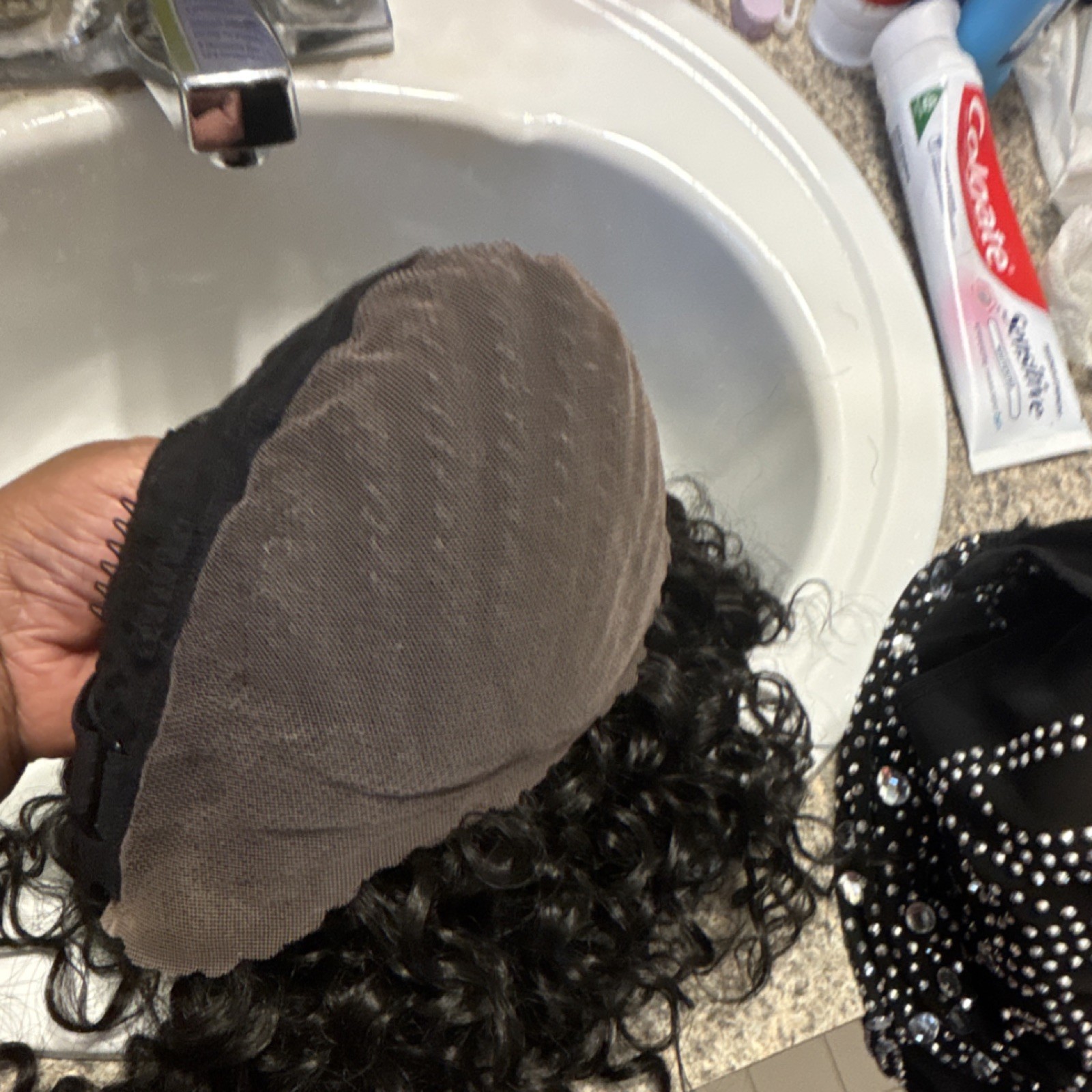 Braided Curly Lace Front 12 inch Human Hair Wig Medium Color 1b