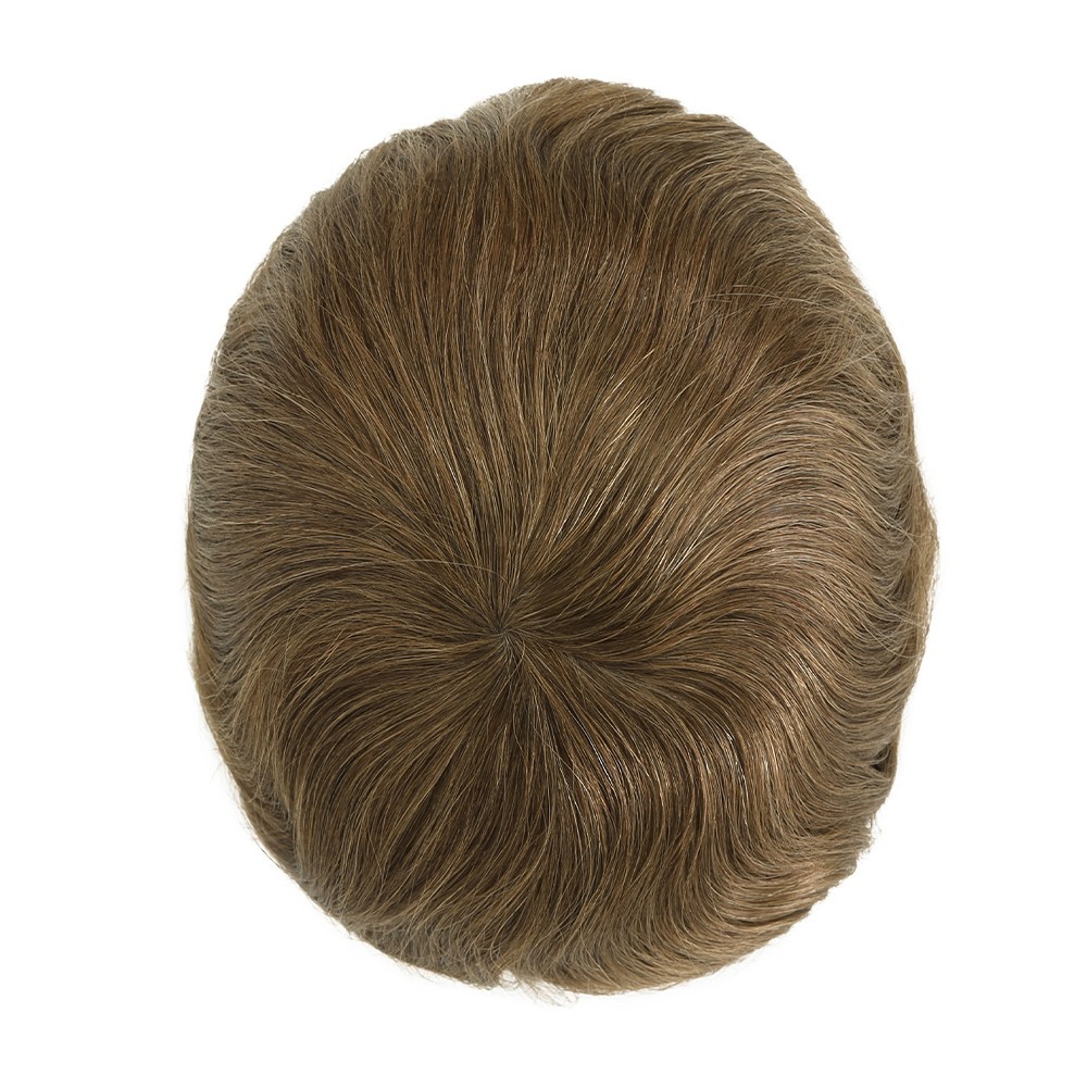 Mens Toupee Full Poly Skin Injected PU Human Hair System Replacement Wig for Men
