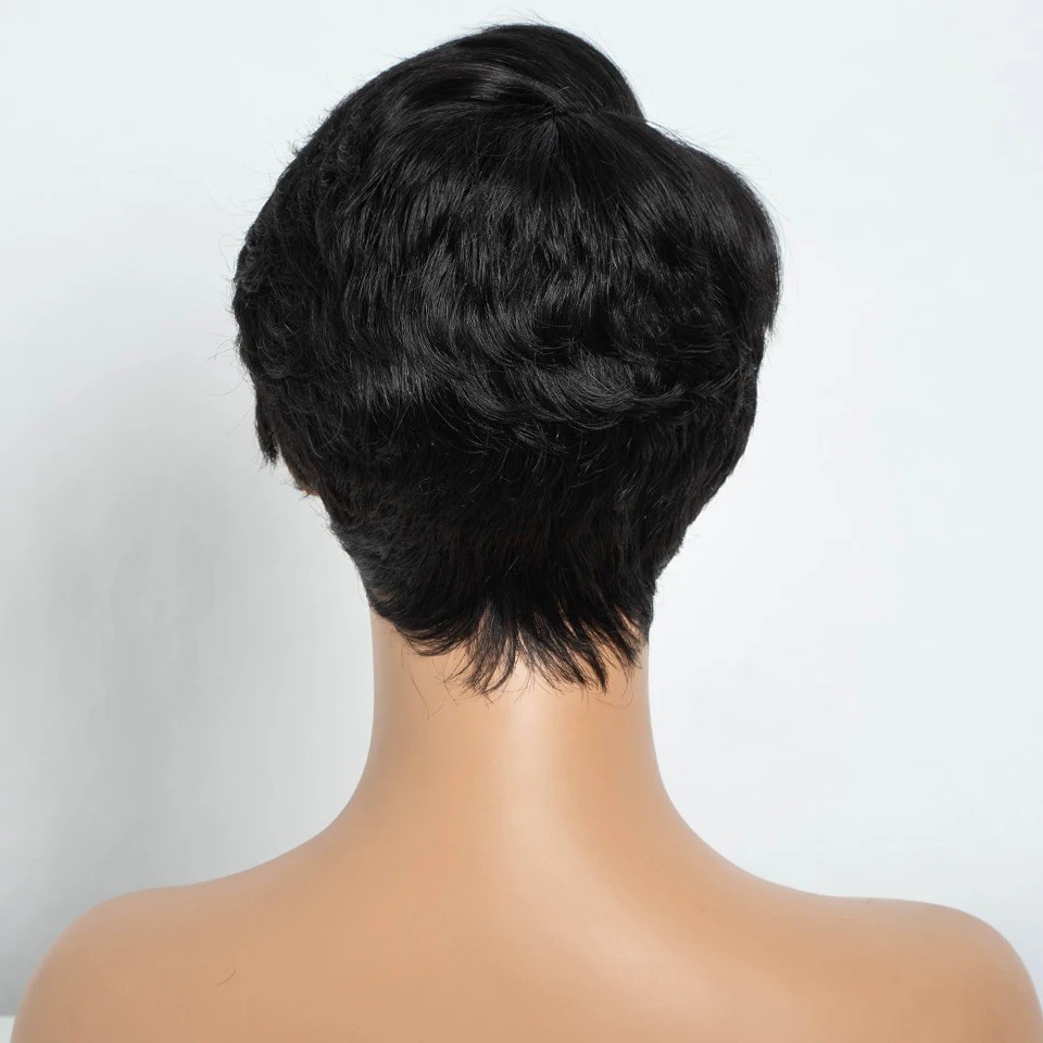 Lekker Black Short Pixie Cut 13X1 C Part Lace Front 100% Human Hair Wigs
