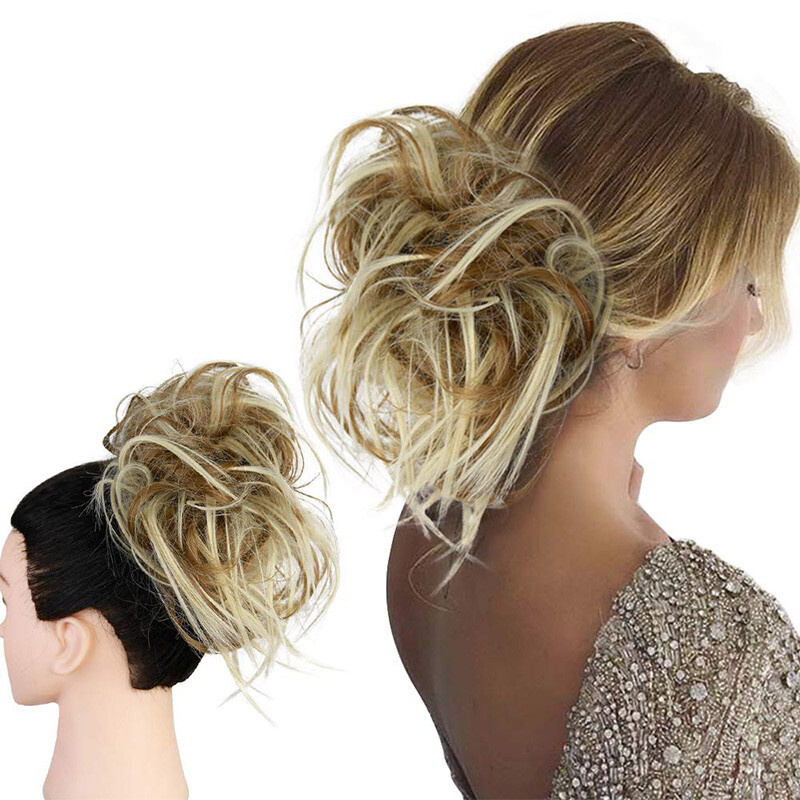 Realistic Chignon Scrunchie Messy Bun Tousled Hairpiece Elastic Band Synthetic