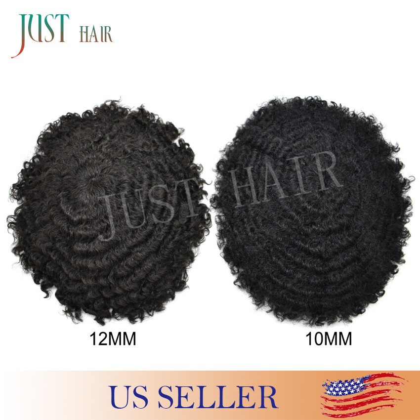 French lace Afro Curl Mens Toupee Africa America Black Mens afro Wig Poly Around