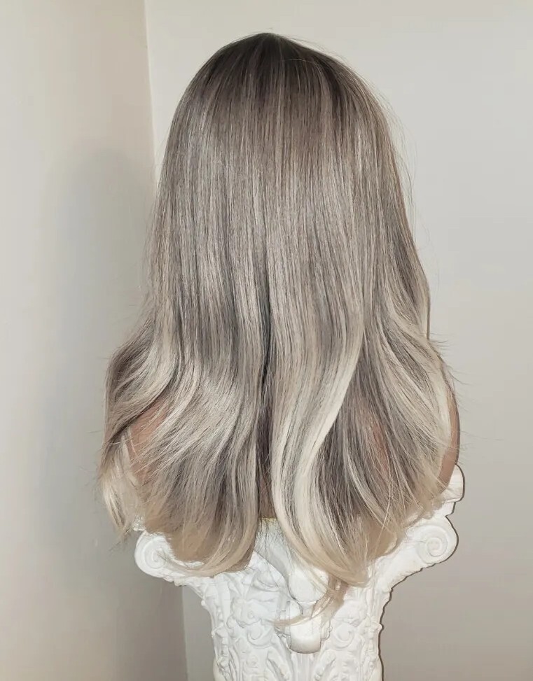 Balayage Wig – Human Hair Blend Platinum Blonde Silver Black Rainbow Multicolor