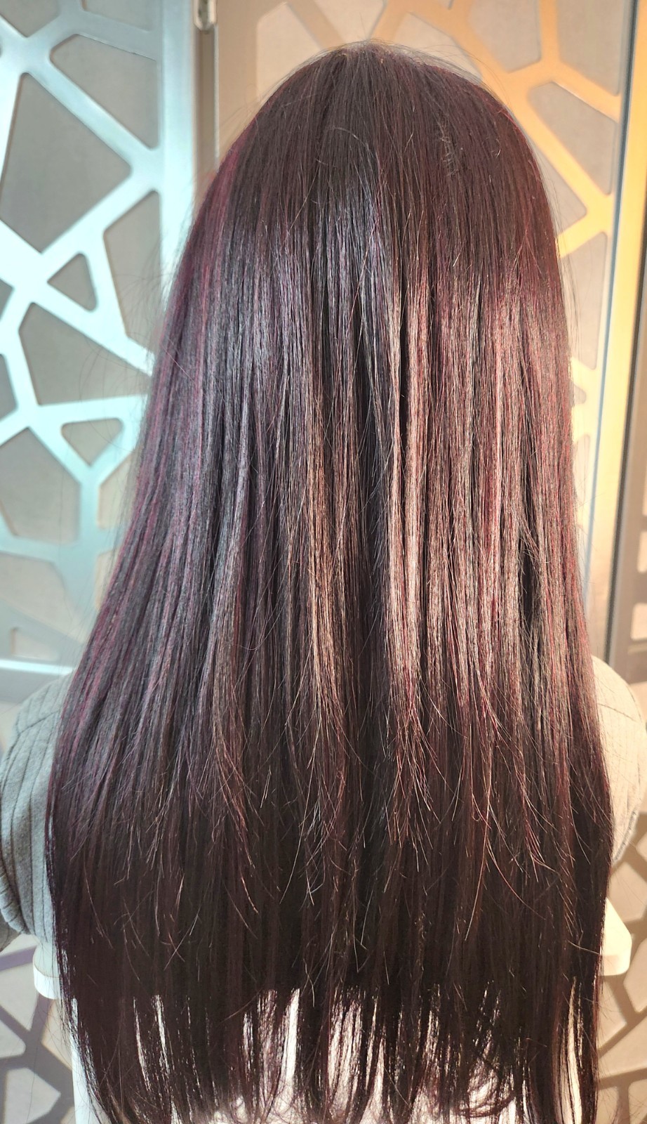 BurgundyvStraight Wig Black Highlights Human Hair Blend 13×4 Lace Front Wig Glue