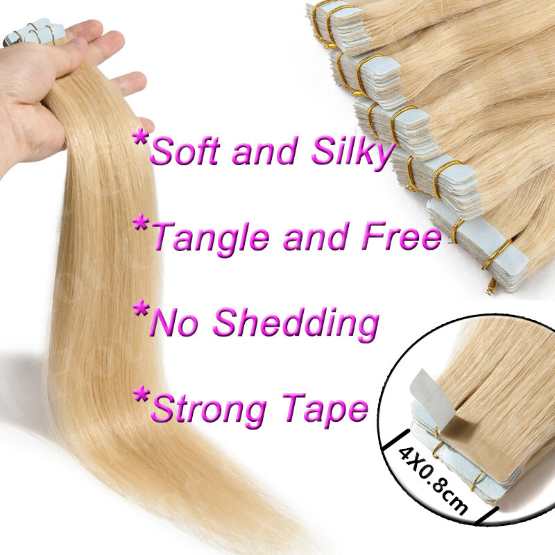 Real Thick 100% Remy Human Hair Tape In Human Hair Extensions Blonde Full Head