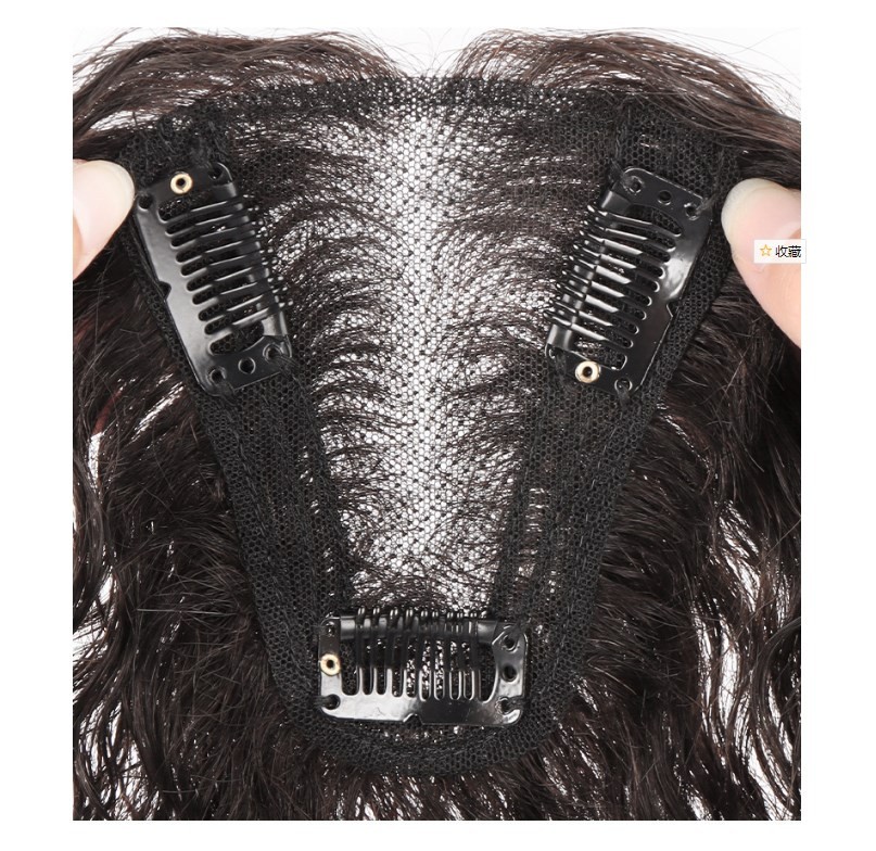 10″Fluffy Curly Wavy Hair Bangs Clip in Real Human Hair Topper Wiglet for Women