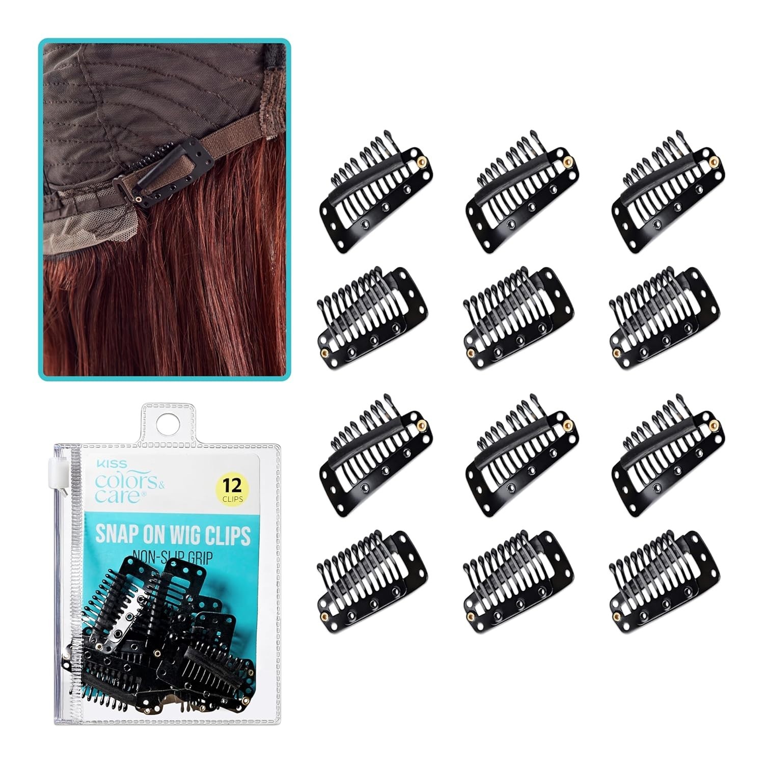 KISS Colors & Care 2-PACK Professional Snap-On Clips for Wigs & Weaves, NEW!