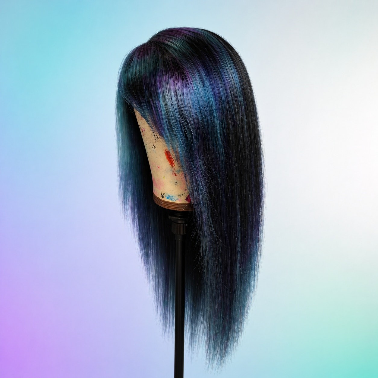 Mermaid Human Hair Scene Wig, 26 Inch 13×6 Lace Front Cyber Rave Emo Goth Y2K