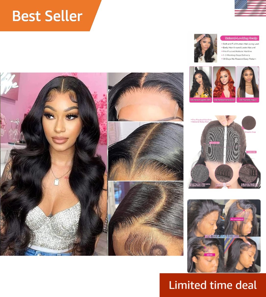 Versatile 5×5 Lace Closure Wig – 18 Inch Body Wave, 150% Density, Breathable Cap