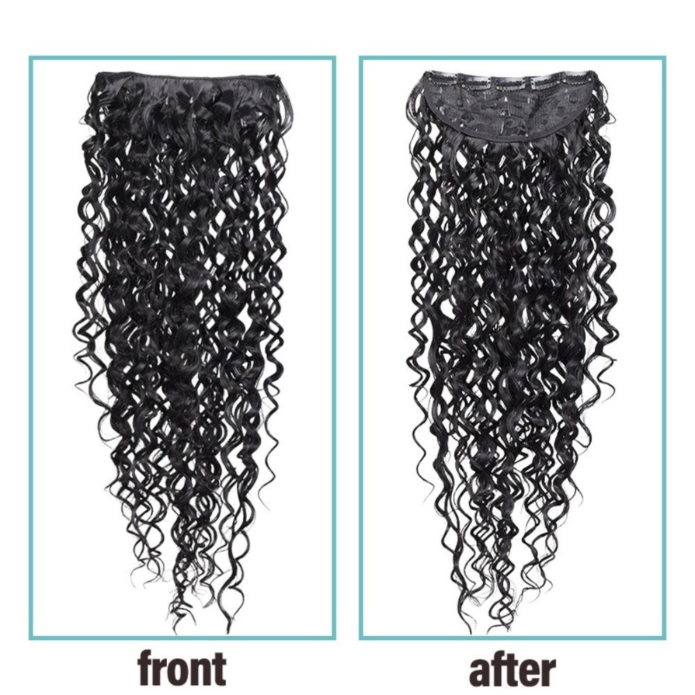 Black Synthetic Hair Extensions Natural Long Curly Thick Hair Easy to Wear
