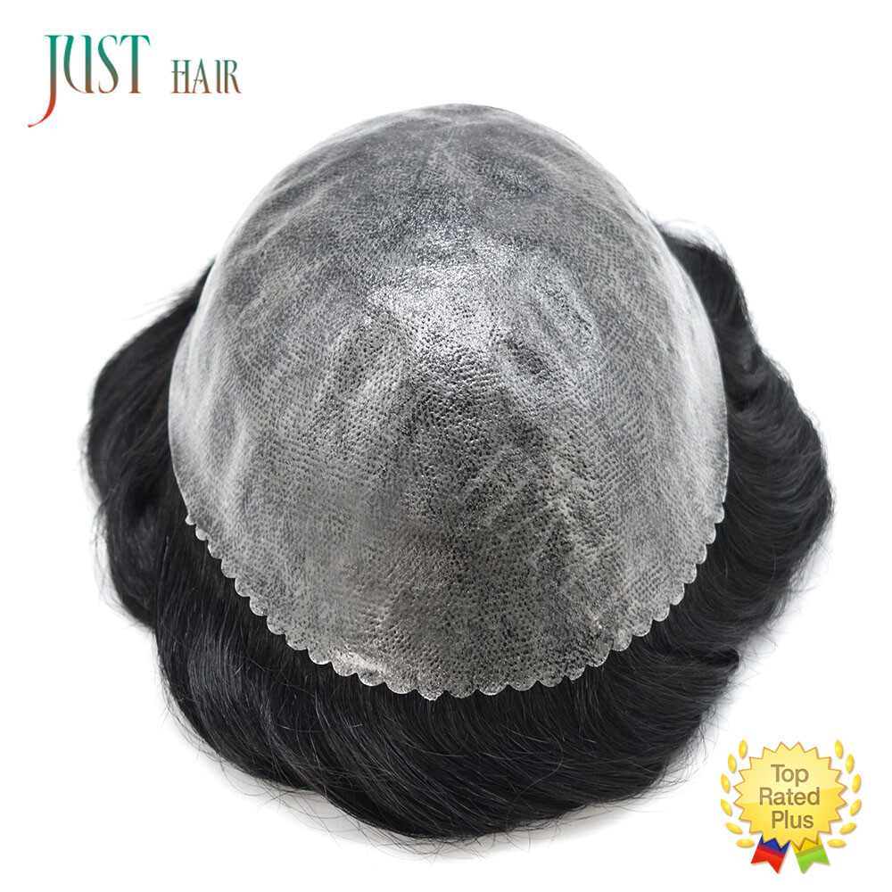 Mens Toupee Hair Replacement Hairpiece Full Poly Injected PU Human Hair System