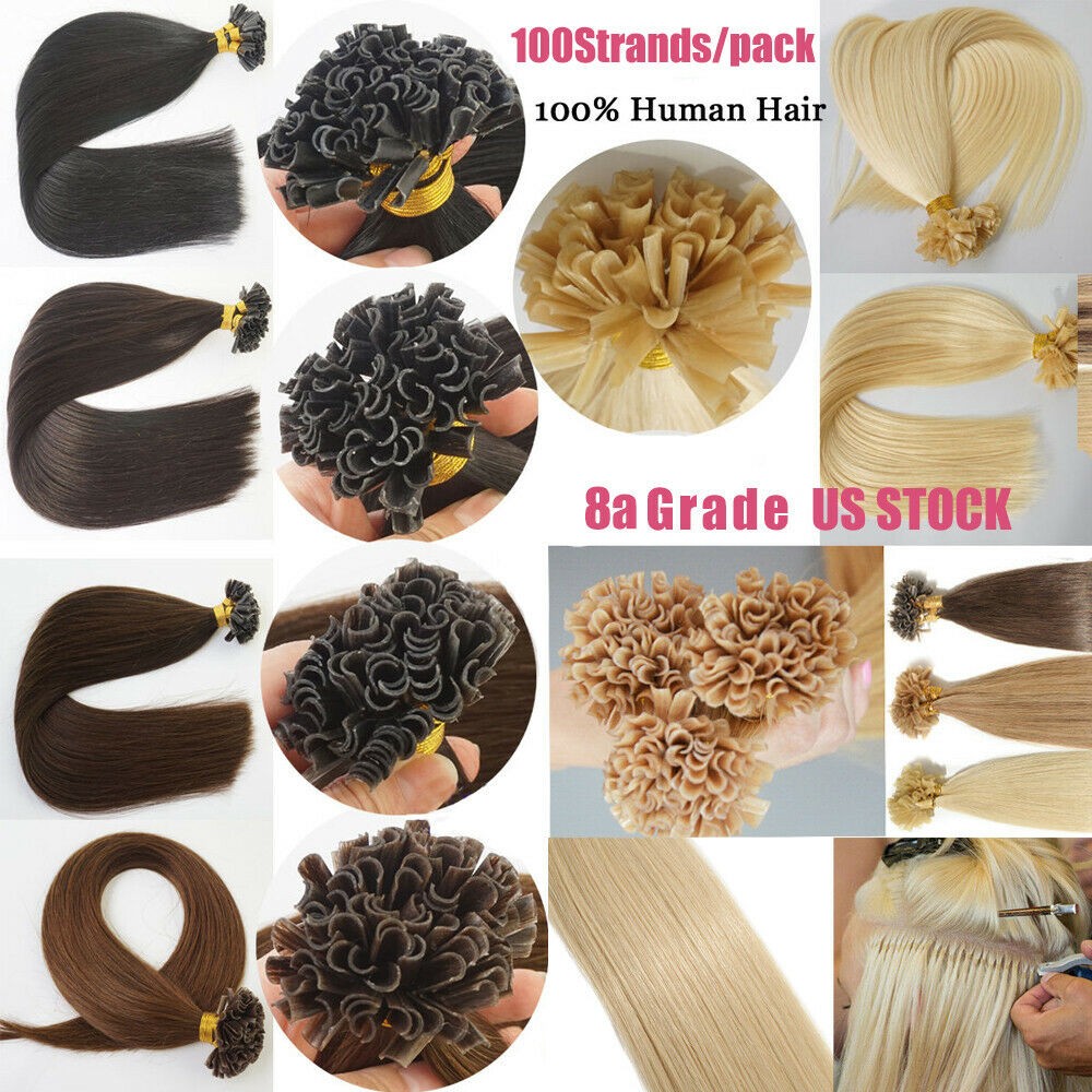 18-32Inch Blonde Keratin Pre Bonded Nail U Tip Glue Remy Human Hair Extensions