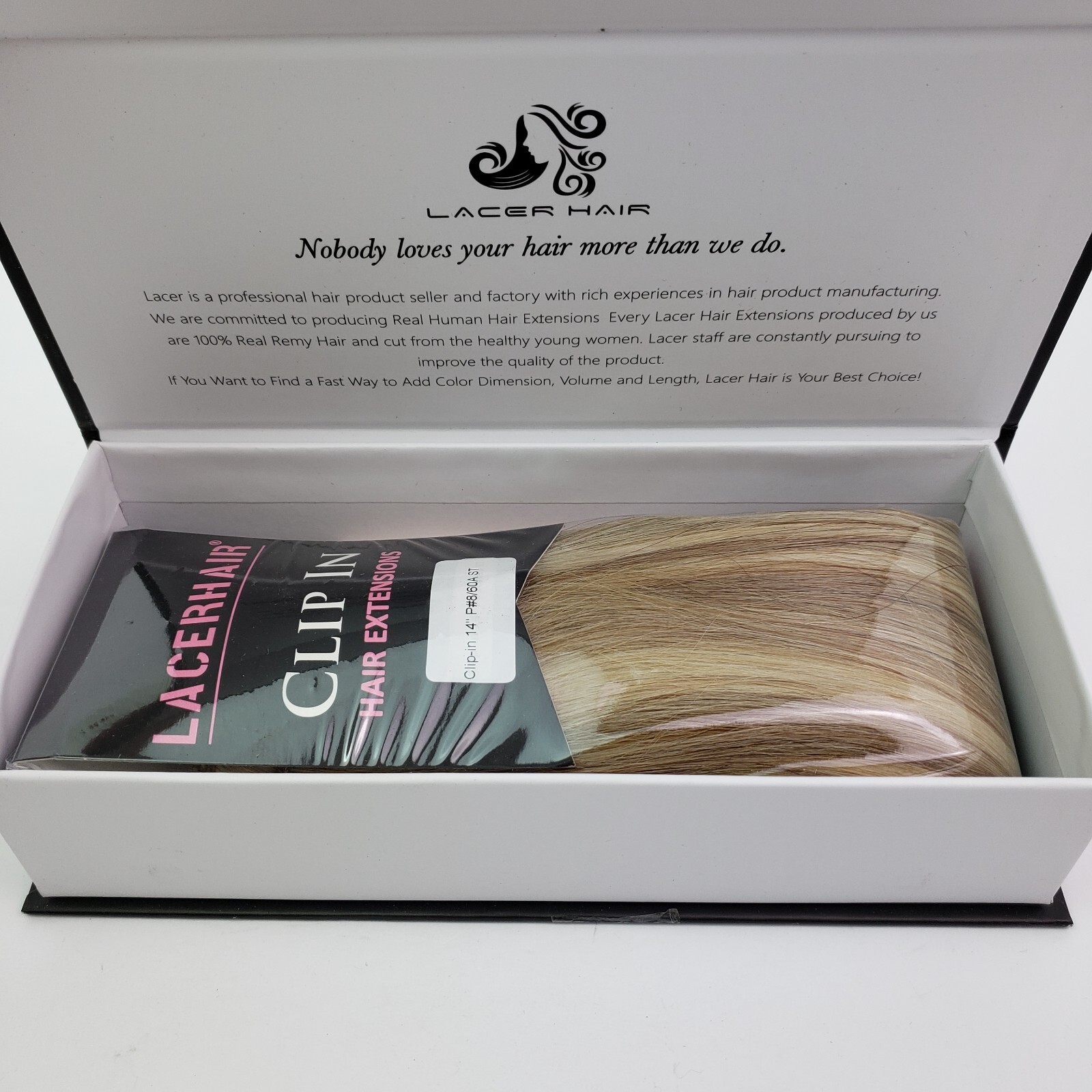 Lacer Hair 7 Pieces 120G 14 In Brown Blonde Clip In Human Hair Extensions P#8/60