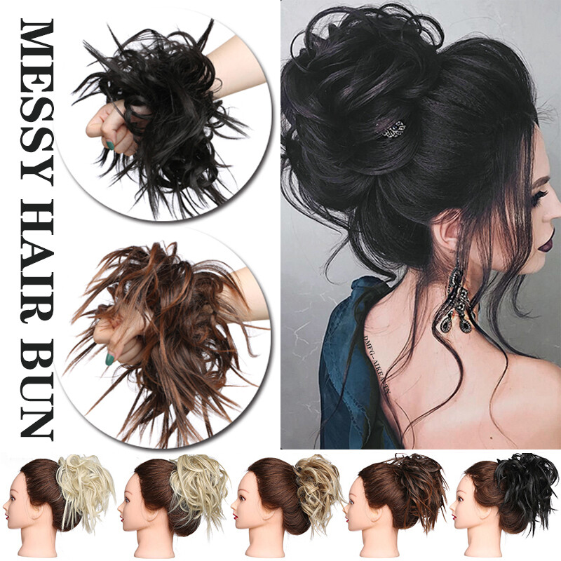 7″ Messy Bun Hair Piece Scrunchie Updo Real Thick Hair Extensions as Human Hair