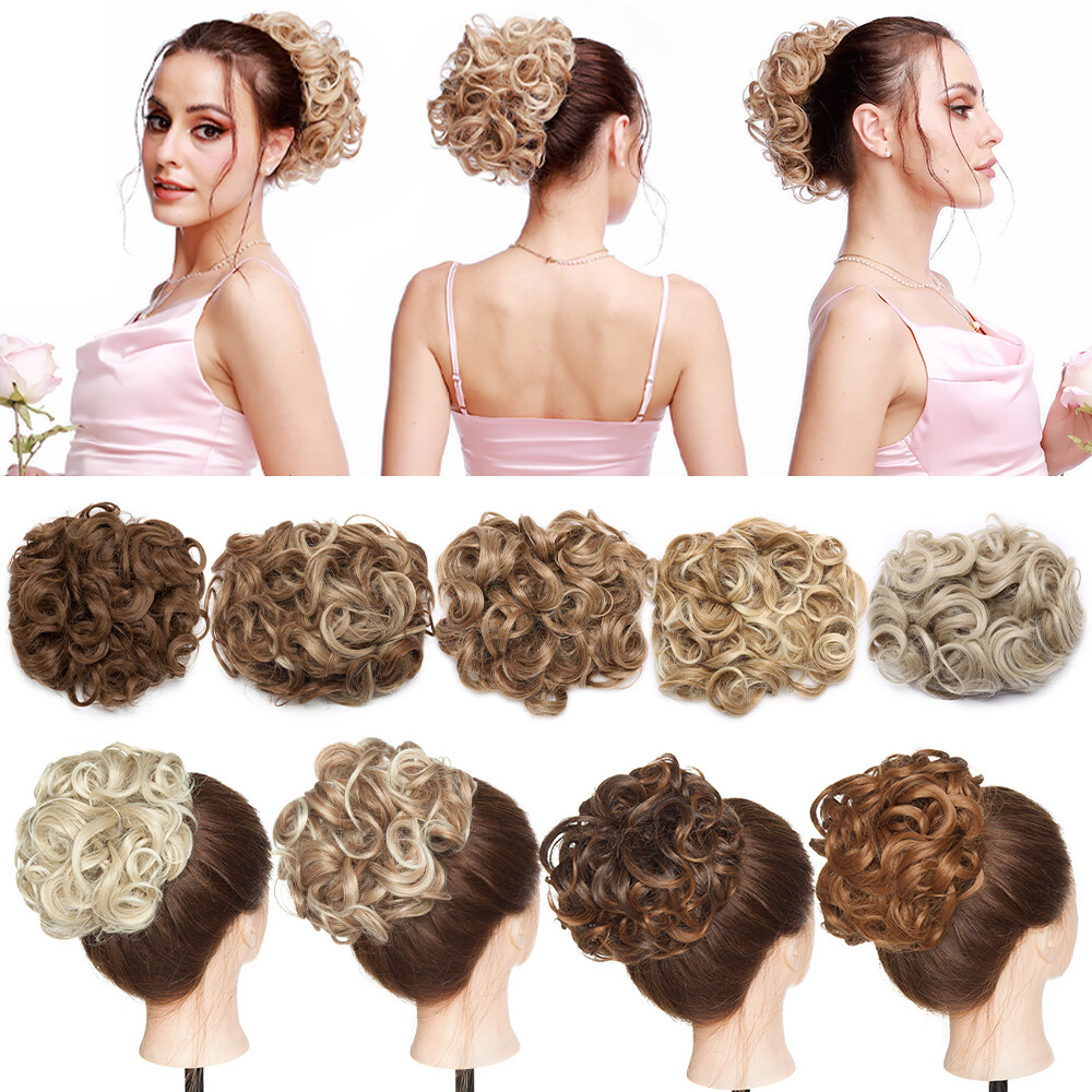 Scrunchie Messy Bun Hair Piece Updo Chignon Clip In Ponytail As Human Hair Thick