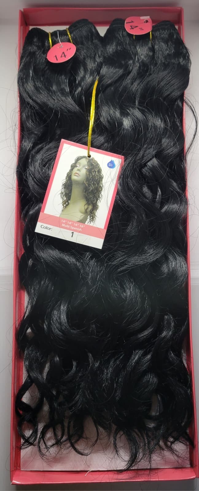 New Black 4pcs Multi Pack 2×14″ 2×16″ Spanish Wave Extensions