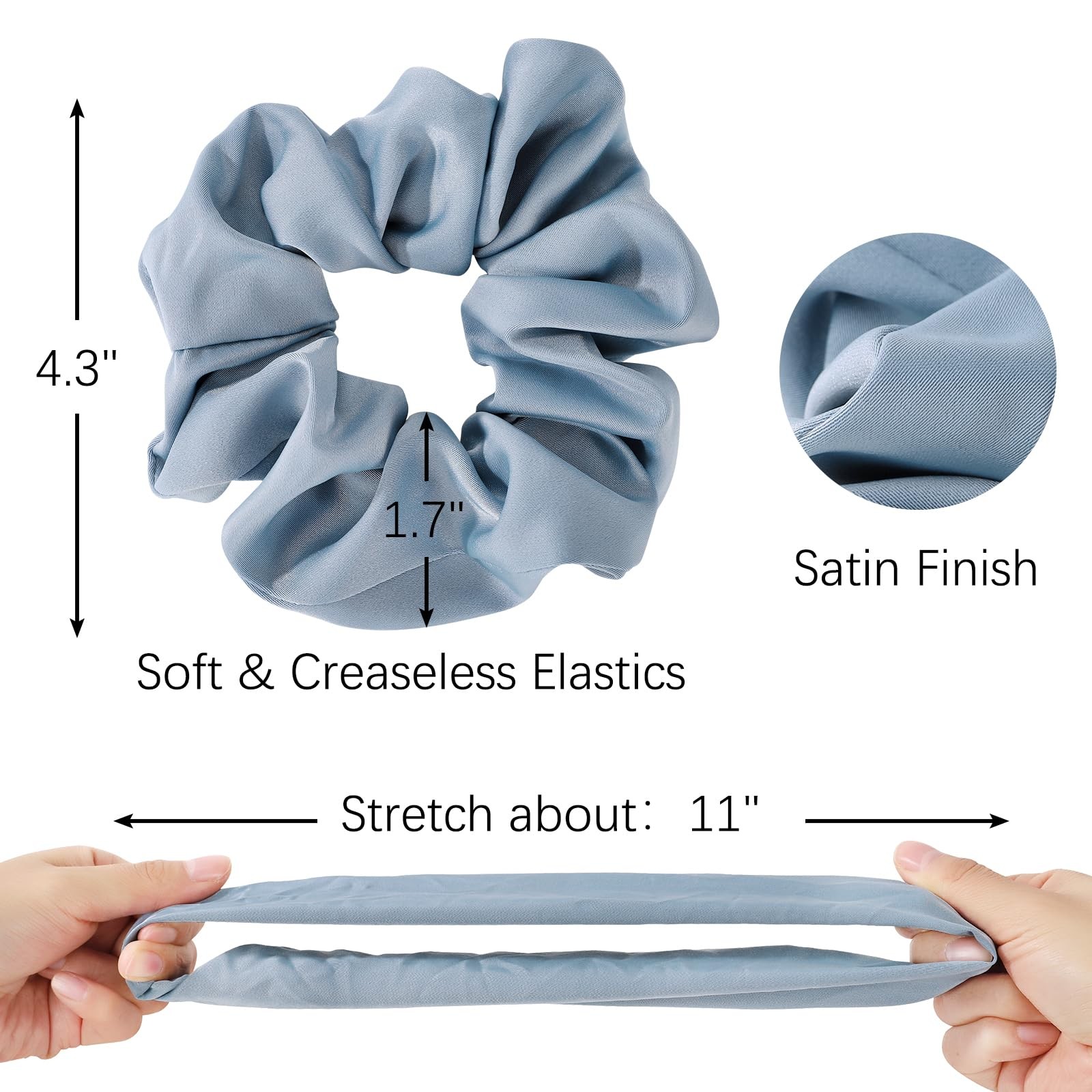 6 Pieces Satin Silk Scrunchies for Hair, Women Girls Hair Elastic Bands Ponytail