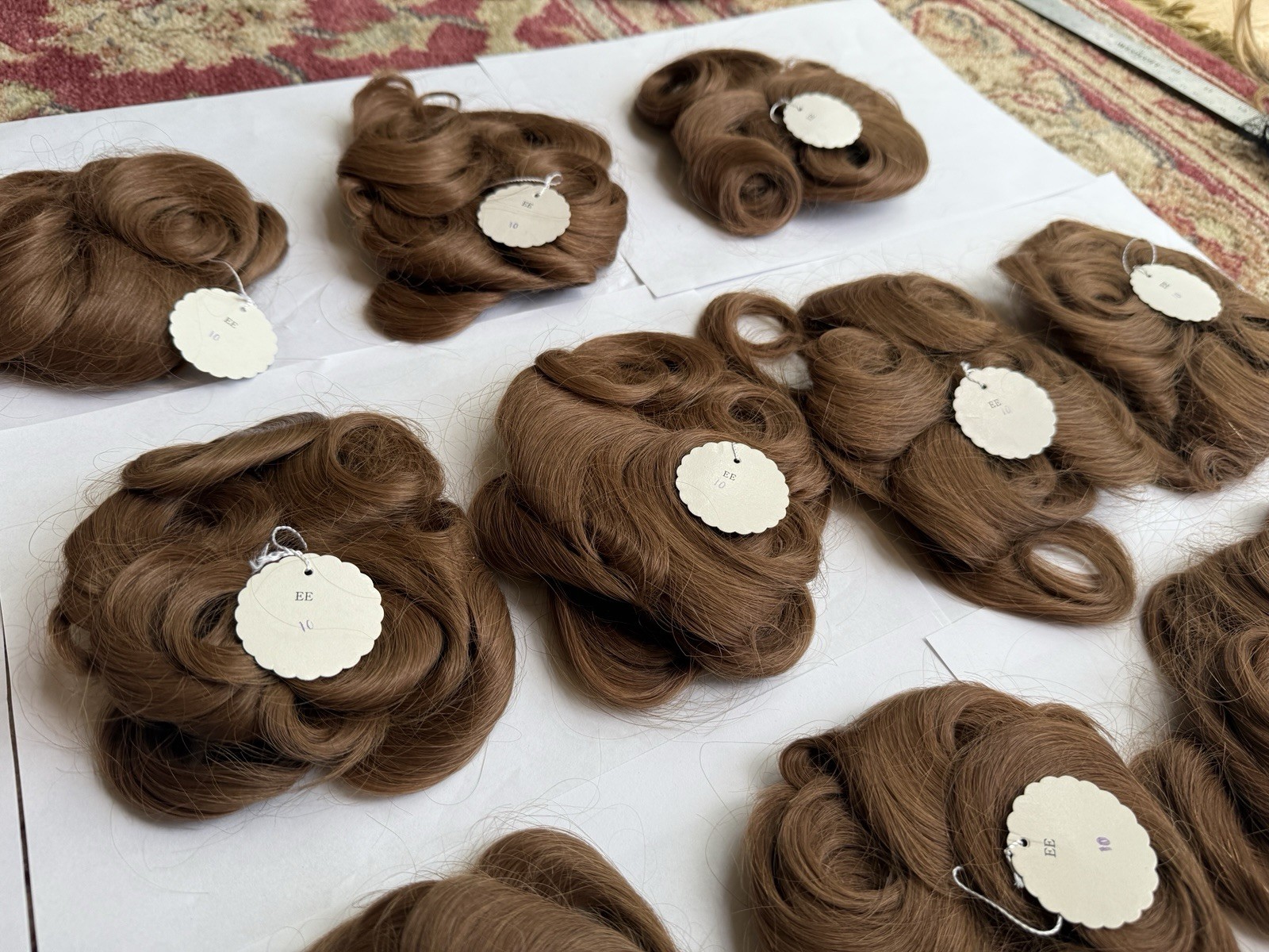 100% Human Hair Wiglet Light Brown 10 Messy Curly Swirls Clip Back Extension New