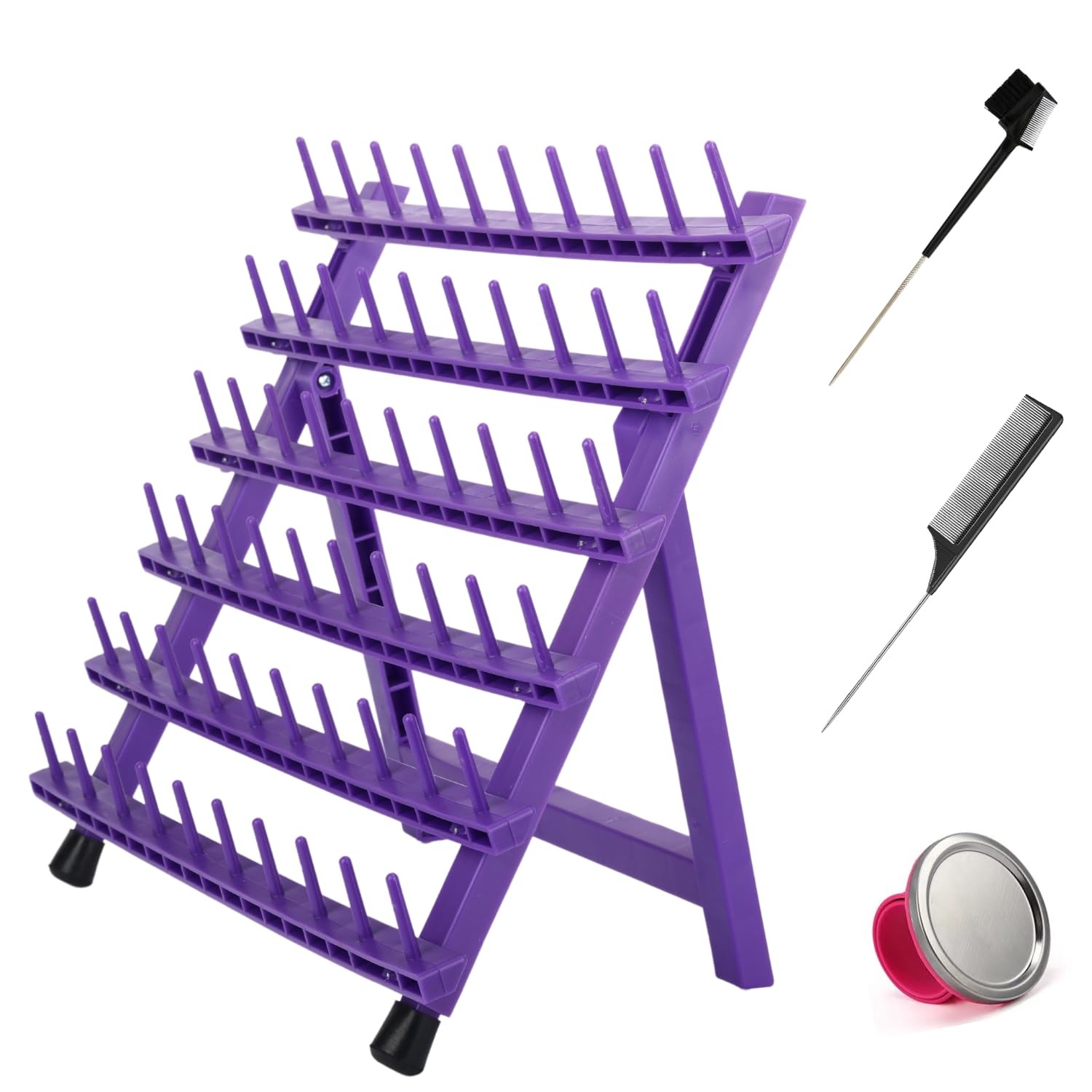 Braiding Hair Rack with 60 Pegs Standing Versatile Extension Hair Holder with…