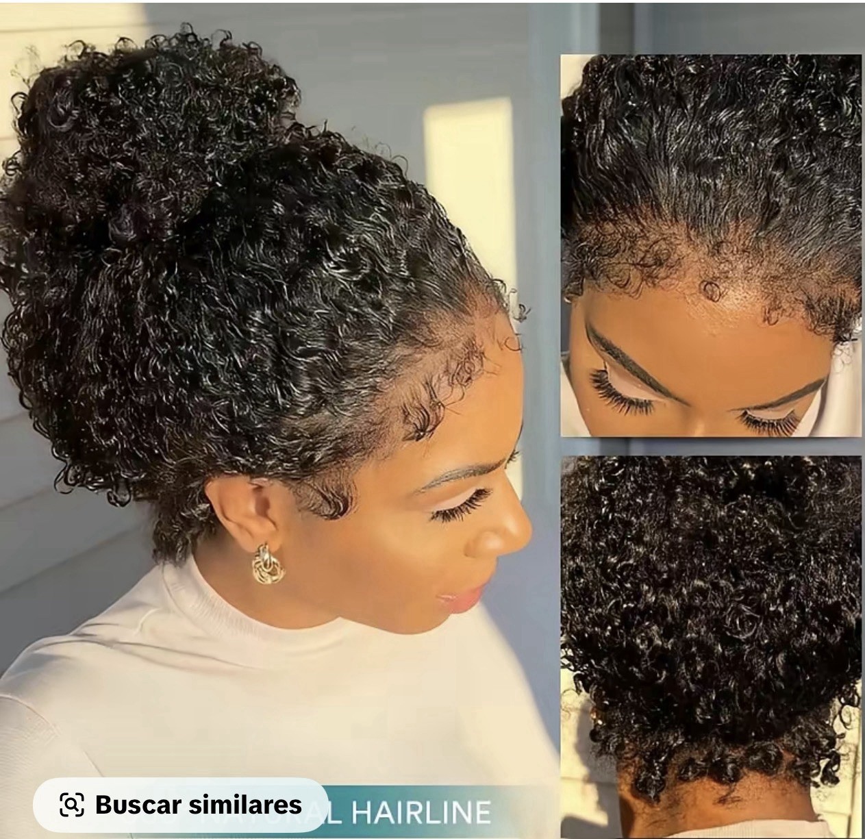 Black Curly Human Hair 360 Lace Front Wig Clip-In Realistic Hairline